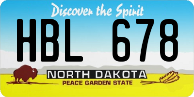 ND license plate HBL678