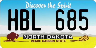 ND license plate HBL685