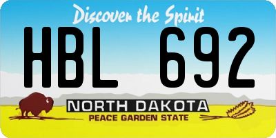 ND license plate HBL692