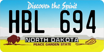 ND license plate HBL694