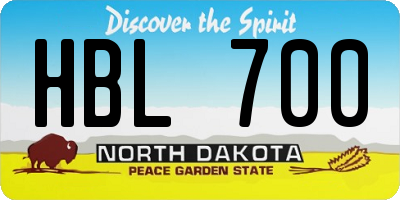 ND license plate HBL700