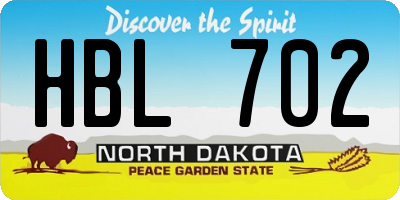 ND license plate HBL702