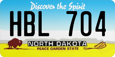 ND license plate HBL704