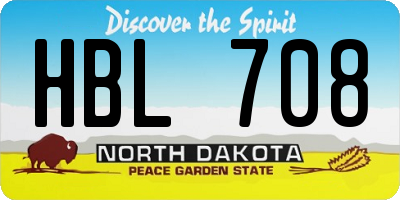 ND license plate HBL708