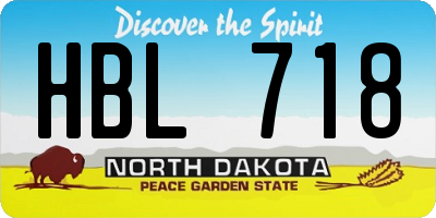 ND license plate HBL718