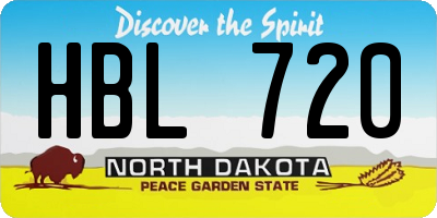 ND license plate HBL720