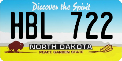 ND license plate HBL722