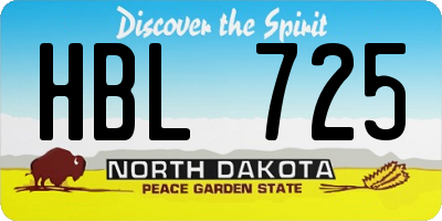 ND license plate HBL725