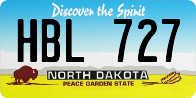 ND license plate HBL727