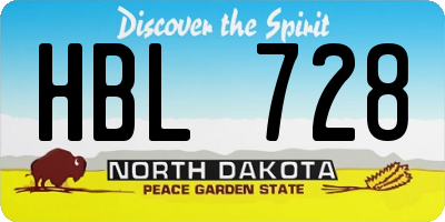 ND license plate HBL728