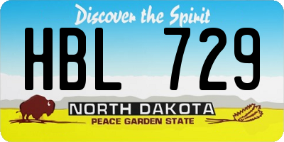 ND license plate HBL729