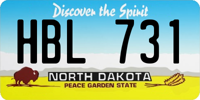 ND license plate HBL731