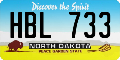 ND license plate HBL733