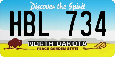 ND license plate HBL734