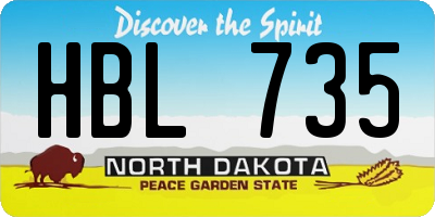 ND license plate HBL735