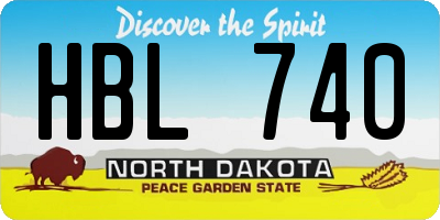 ND license plate HBL740