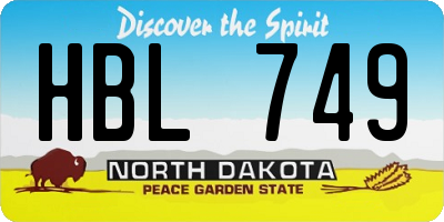 ND license plate HBL749