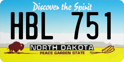 ND license plate HBL751