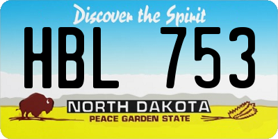 ND license plate HBL753