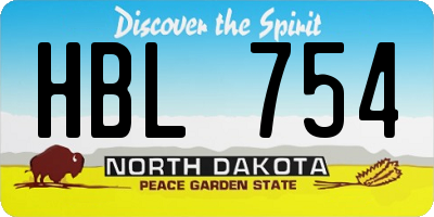 ND license plate HBL754