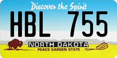 ND license plate HBL755
