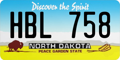 ND license plate HBL758