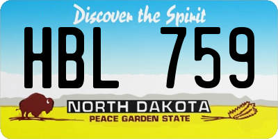 ND license plate HBL759