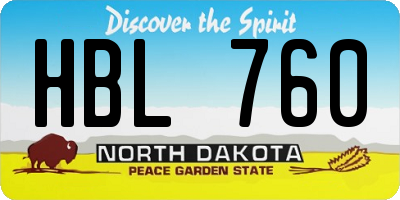 ND license plate HBL760
