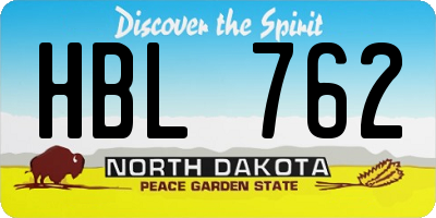 ND license plate HBL762