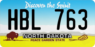 ND license plate HBL763