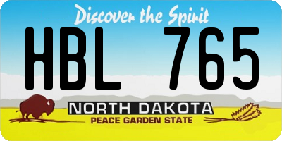 ND license plate HBL765