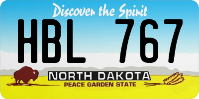 ND license plate HBL767