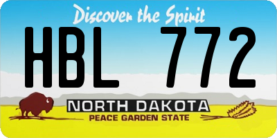 ND license plate HBL772