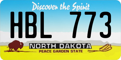 ND license plate HBL773
