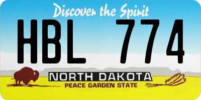 ND license plate HBL774