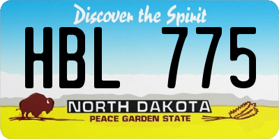 ND license plate HBL775