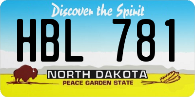 ND license plate HBL781