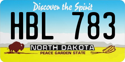 ND license plate HBL783