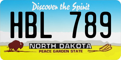 ND license plate HBL789