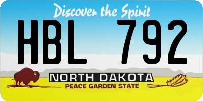 ND license plate HBL792