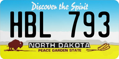 ND license plate HBL793