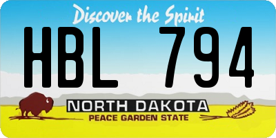 ND license plate HBL794