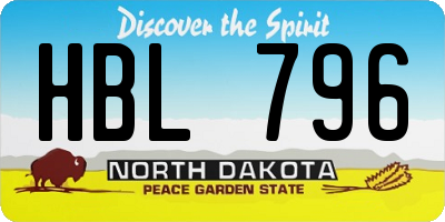 ND license plate HBL796