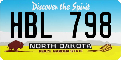 ND license plate HBL798