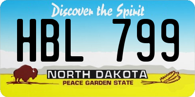 ND license plate HBL799