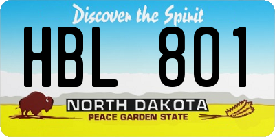 ND license plate HBL801