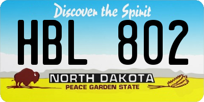 ND license plate HBL802