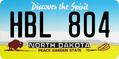 ND license plate HBL804