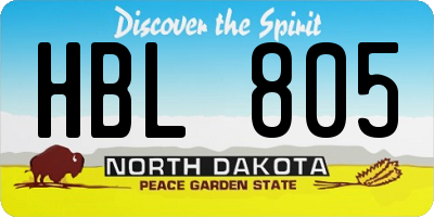 ND license plate HBL805