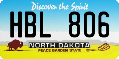 ND license plate HBL806